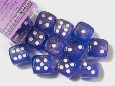 Borealis: 12mm d6 Purple/white Luminary Dice Block (36 dice)