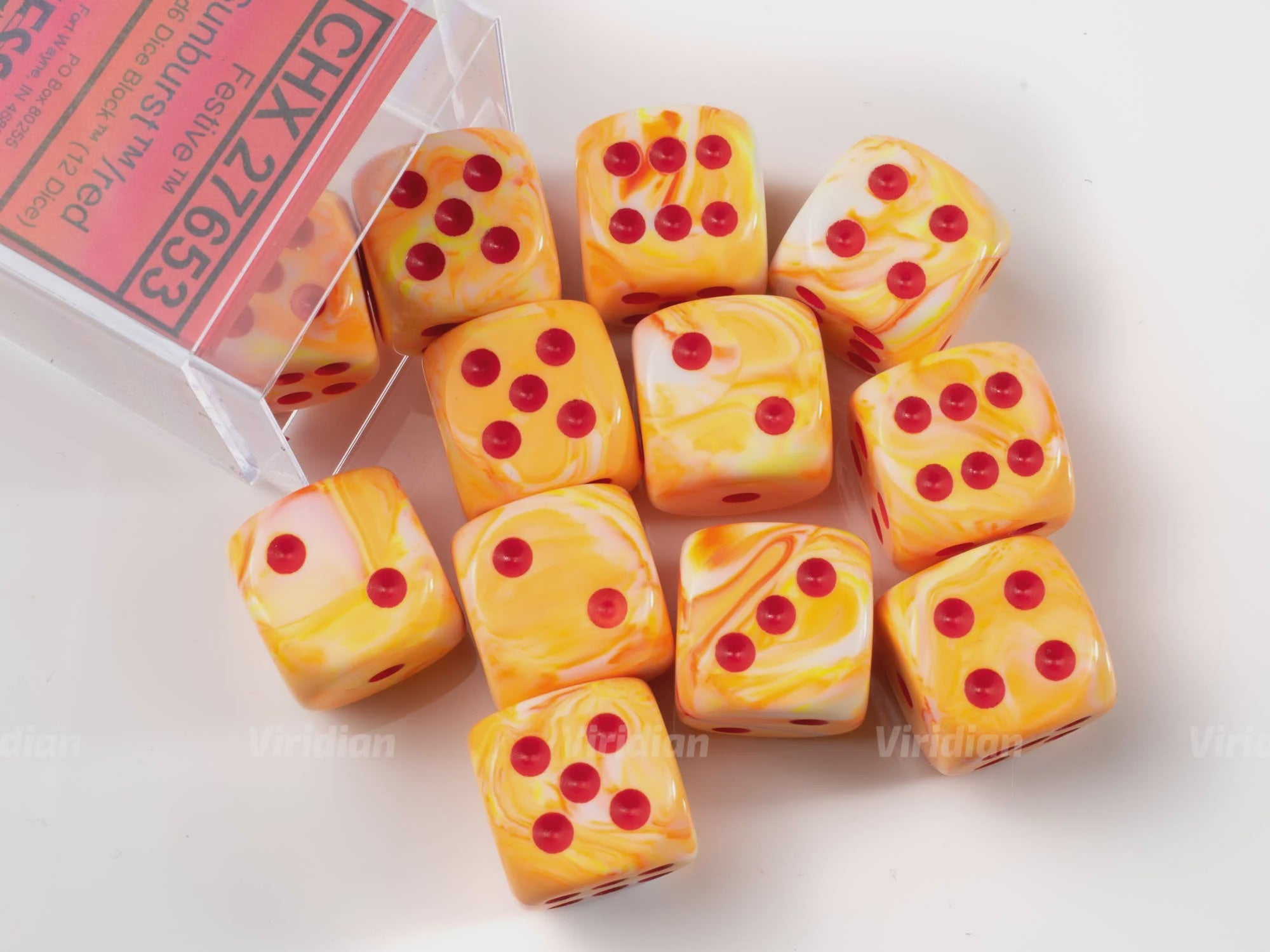 Dice Menagerie 10:12mm D6 Festive Sunburst/Red (36)