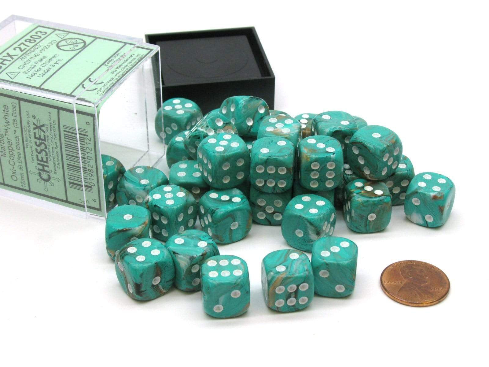 Dice Menagerie 10: 12mm D6 Marble Oxi Copper (36)