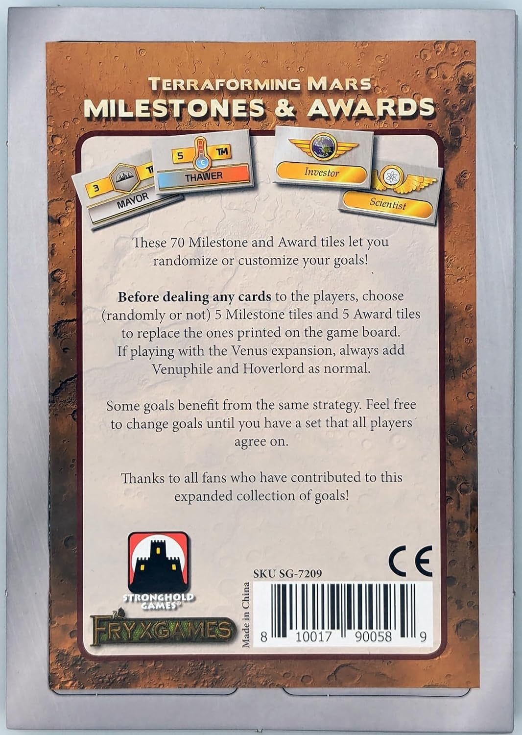 Terraforming Mars Milestones and Awards Expansion